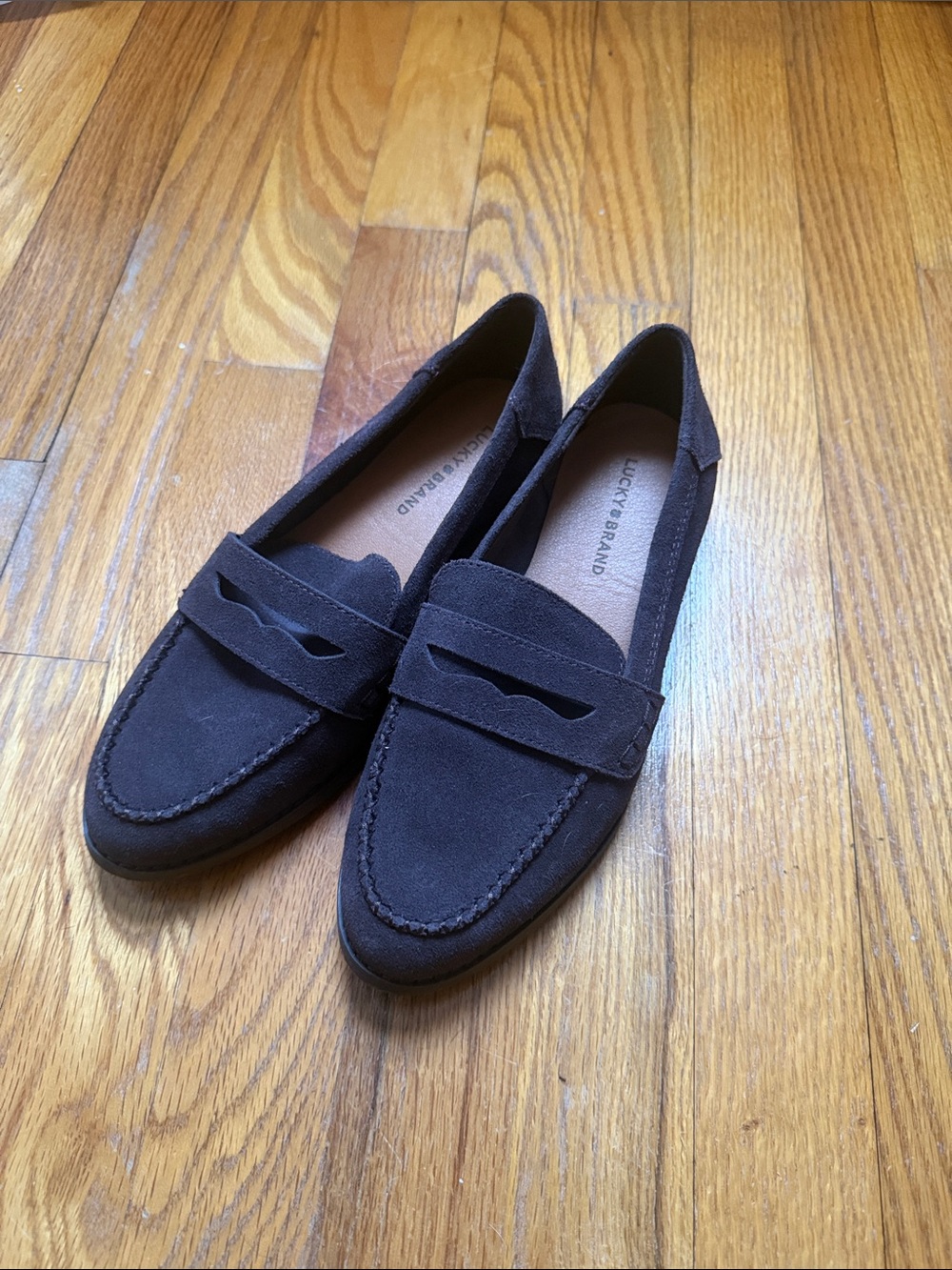 Lucky Brand Women's Dark Brown Suede Penny Loafers - Picture 5 of 6